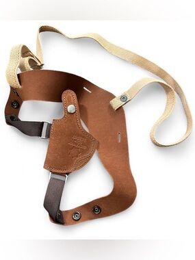 Premium Brown Leather Shoulder Holster for Men with Adjustable Straps